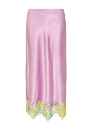 Donde Esteban Lila Salpicón lace-detail midi skirt - Purple
