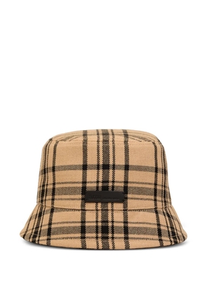 AMI Paris checked wool bucket hat - Brown