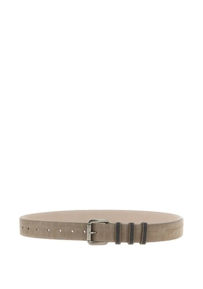 Brunello Cucinelli crocodile-effect metal-buckle belt - Grey