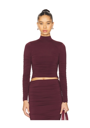 SEROYA Dulcie Ruched Top in Wine. Size M. Also in S, XS, XXS.