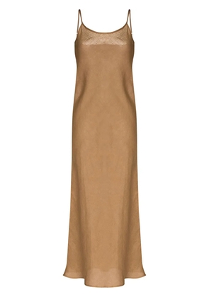 Baserange U-neck sleeveless linen midi dress - Brown