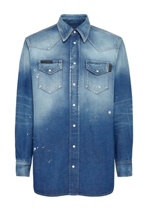 Philipp Plein paint-splatter shirt - Blue