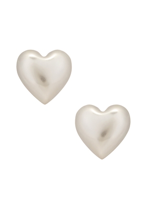 Roxanne Assoulin The Puffy Heart Stud Earrings in Metallic Silver.