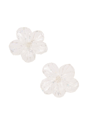 Susan Fang Resin Flower Earrings in White.
