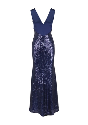 Kiton sequin-embellished V-neck dress - Blue