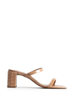 BY FAR Tanya embossed square-toe mules - Neutrals