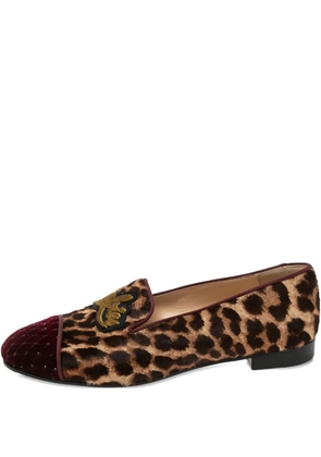 Christian Louboutin Pre-Owned leopard-pattern slipper - Brown