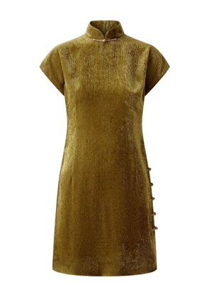 Shanghai Tang Qipao velvet mandarin-collar party dress - Gold
