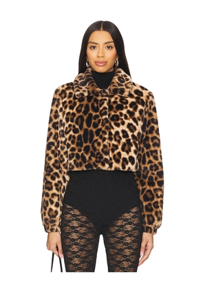 superdown Valdis Faux Fur Jacket in Brown. Size L. Also in XS, XXS, S, M, XL.