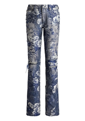 Ralph Lauren Collection 160 distressed floral-jacquard jeans - Blue
