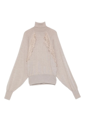 LIU JO lace-insert turtleneck - Neutrals