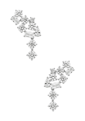 SHASHI Jacklyn Earring in Metallic Silver.