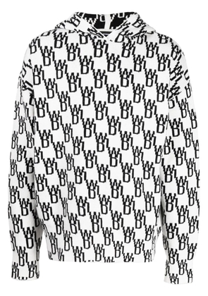 We11done monogram knitted hoodie - White