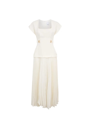Acler Bollow square-neck pleated maxi dress - Neutrals