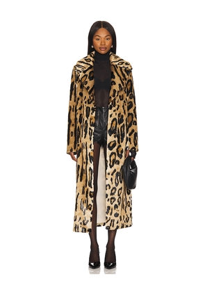 Show Me Your Mumu Miss Cindy Faux Fur Overcoat in Brown. Size M. Also in S.