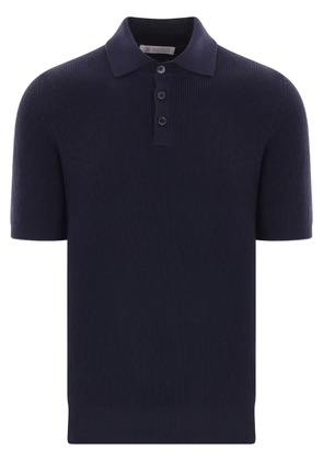 Brunello Cucinelli ribbed-knit polo shirt - Blue