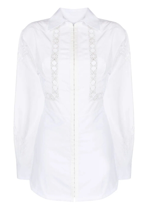 Marine Serre Household linen lace-trim shirtdress - White