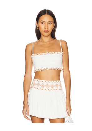 ROCOCO SAND Smocking Bandeau Top in Ivory. Size L. Also in S, XL.