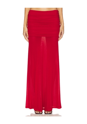Runaway The Label Meila Maxi Skirt in Red. Size L. Also in M, S, XL, XS.