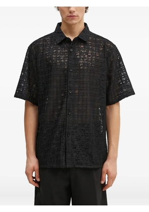 Pleasures lace-grid shirt - Black