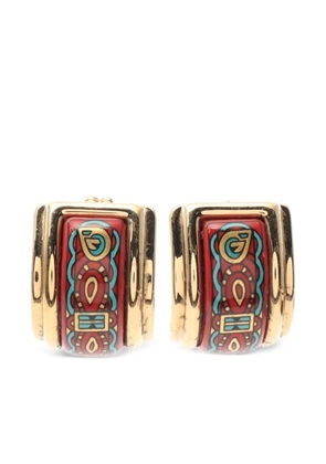 Hermès Pre-Owned 2000s enamel hoop earrings - Gold