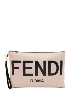 Fendi Pre-Owned logo-print clutch bag - Neutrals