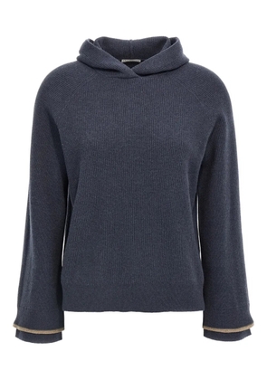 Brunello Cucinelli ribbed hooded sweater - Blue
