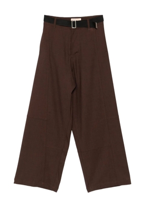 Plan C belted panelled trousers - Brown