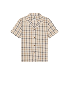 Rhythm Check Short Sleeve Shirt in Cream. Size L. Also in M.