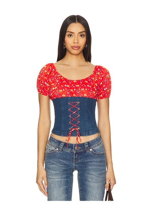 Tyler McGillivary Uma Top in Red,Blue. Size L. Also in S, XS, M, XL/1X.