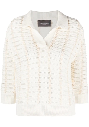 Lorena Antoniazzi three-quarter knitted polo shirt - White
