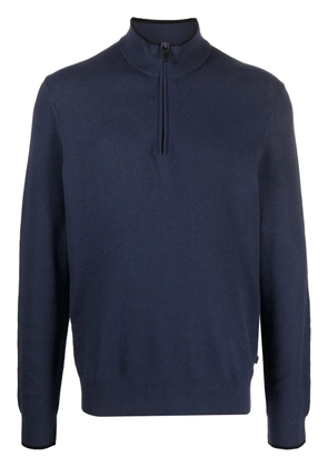 Michael Kors half-zip textured cotton jumper - Blue