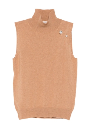Alberta Ferretti high-neck embellished top - Brown