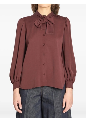 Max Mara puff-sleeve bow blouse - Brown
