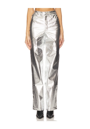 ROTATE Braided Straight Pants in Metallic Silver. Size 32. Also in 34.