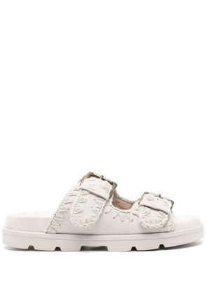 Mou suede buckle slides - Grey