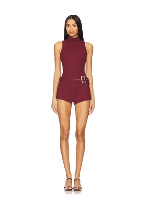 superdown Evie Romper in Burgundy. Size L. Also in XS, XXS, S, M, XL.