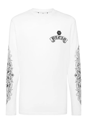 Philipp Plein crest-embellished long-sleeve T-shirt - White