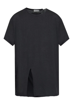 Yohji Yamamoto slit-detail short-sleeve T-shirt - Black