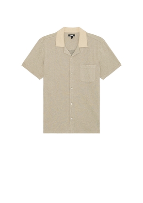 PAIGE Oliver Short Sleeve Shirt in Beige. Size M. Also in S.