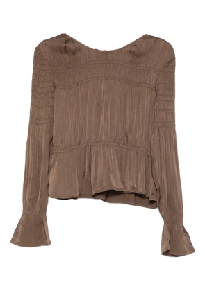 By Malene Birger smocked-effect long-sleeve blouse - Brown