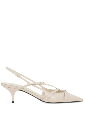 Miu Miu buckled patent slingback pumps - Neutrals
