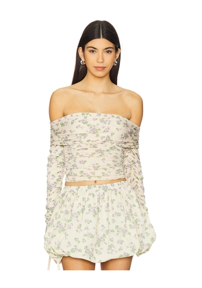 SWF Off Shoulder Wrap Top in Cream,Green. Size L. Also in M, S, XS.