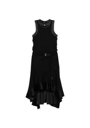 sacai pleated belted midi dress - Black