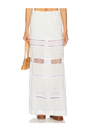 SWF Tiered Lace Maxi Skirt in White. Size L. Also in M, S, XS.