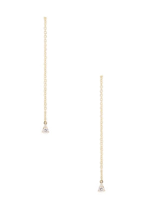 STONE AND STRAND Perfect Pear Diamond Threader Earrings in Metallic Gold.