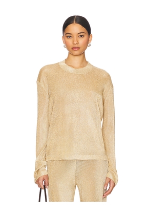 SEROYA Hana Metallic Knit Top in Metallic Gold. Size L. Also in M, XS, XXS.