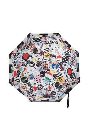 Moschino striped patterned umbrella - White