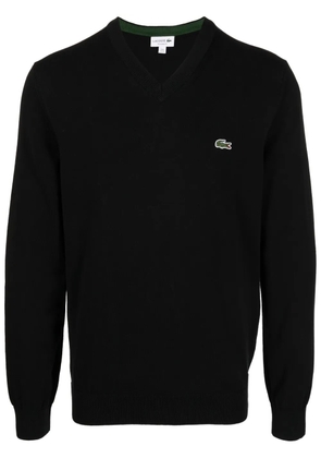 Lacoste logo-embroidered fine-ribbed jumper - Black