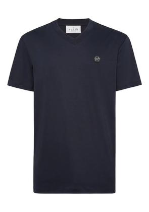 Philipp Plein logo-appliqué V-neck T-shirt - Blue